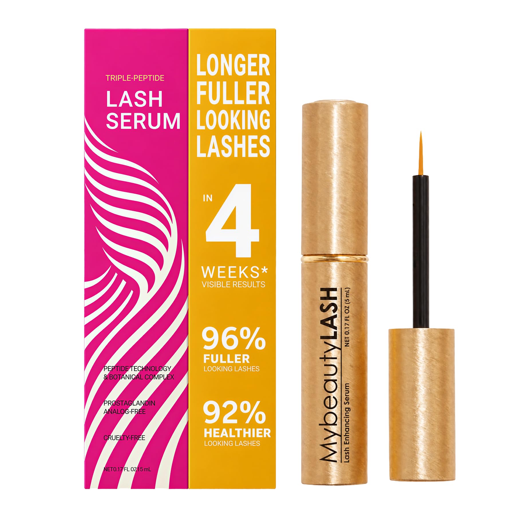Lash Serum for Eyelash Growth-Eyelash Growth Serum, Triple-Peptide, PG-Free 5 ml