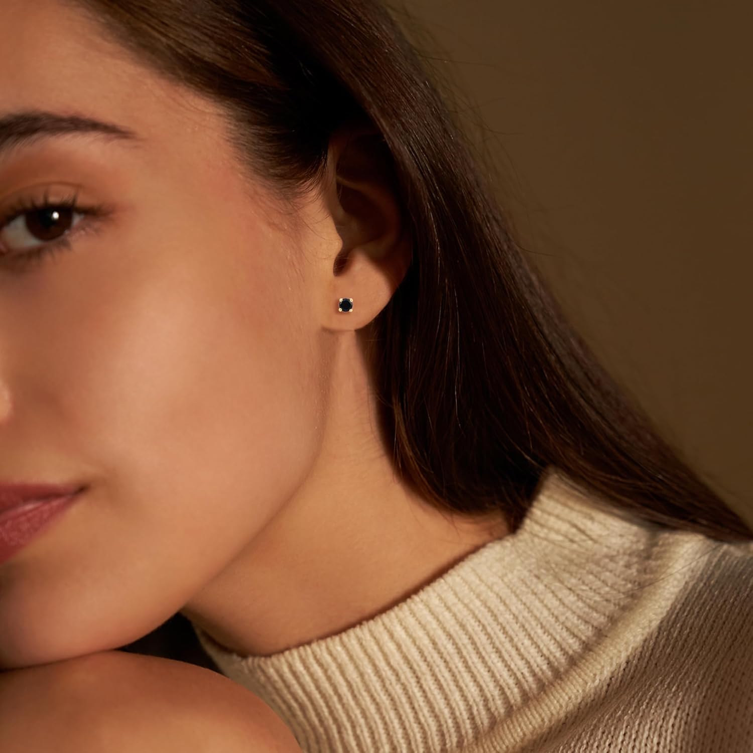 Dewberry 0.30 to 2.00 Ct Round Cut Black Diamond Stud Earrings for Women's Gift | 4 Prong Set Push Back Solitaire Stud | 14K White or Yellow Gold Plated | 925 Sterling Silver Earrings for Men's - Image 2