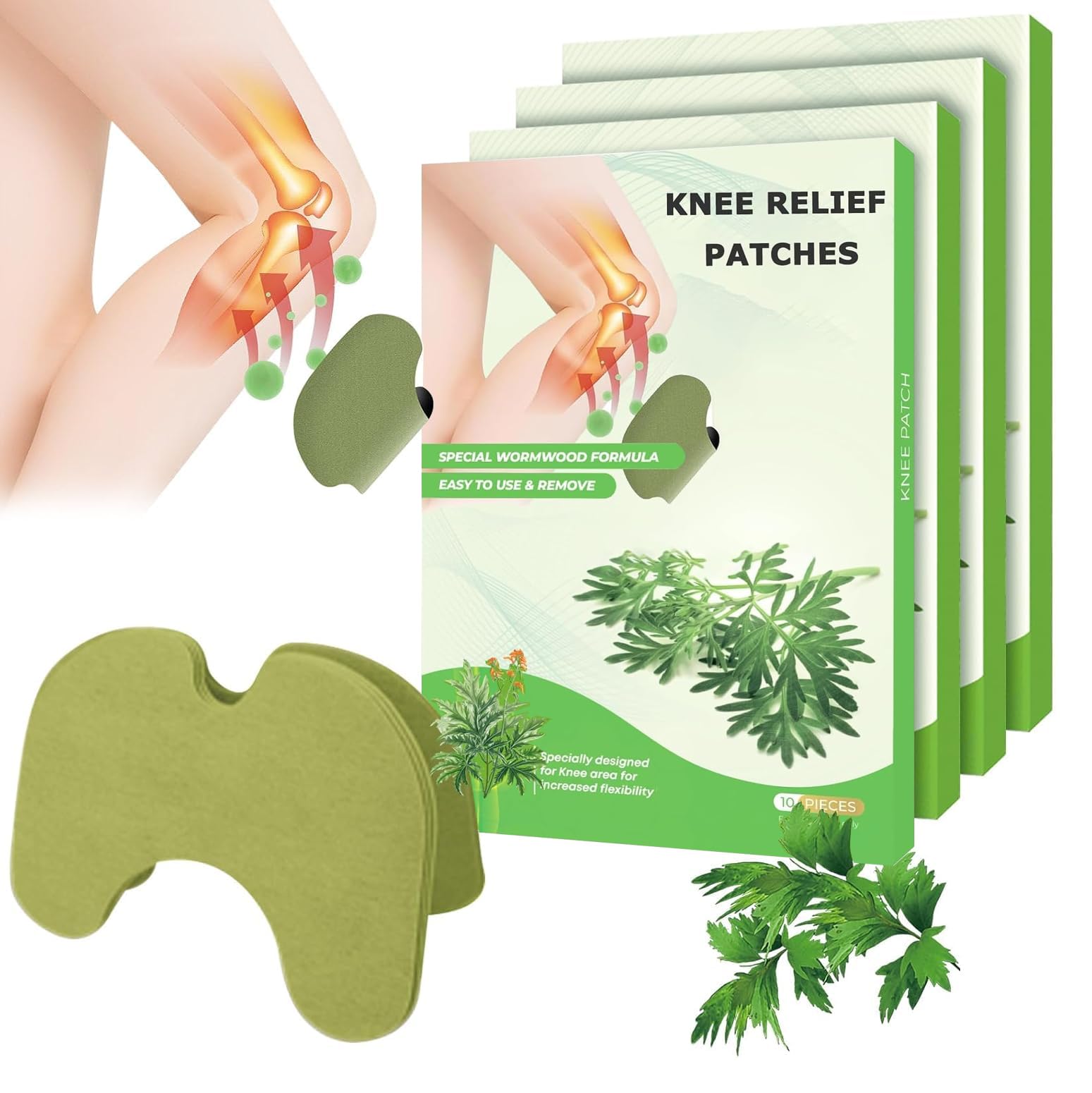 40Pcs Knee Patch - Plaster for Knee Support & Muscle Pain - Maximum Strength for a Temporary Relief - Adhesive Heat Patches Made with Natural Herbs for Wellness