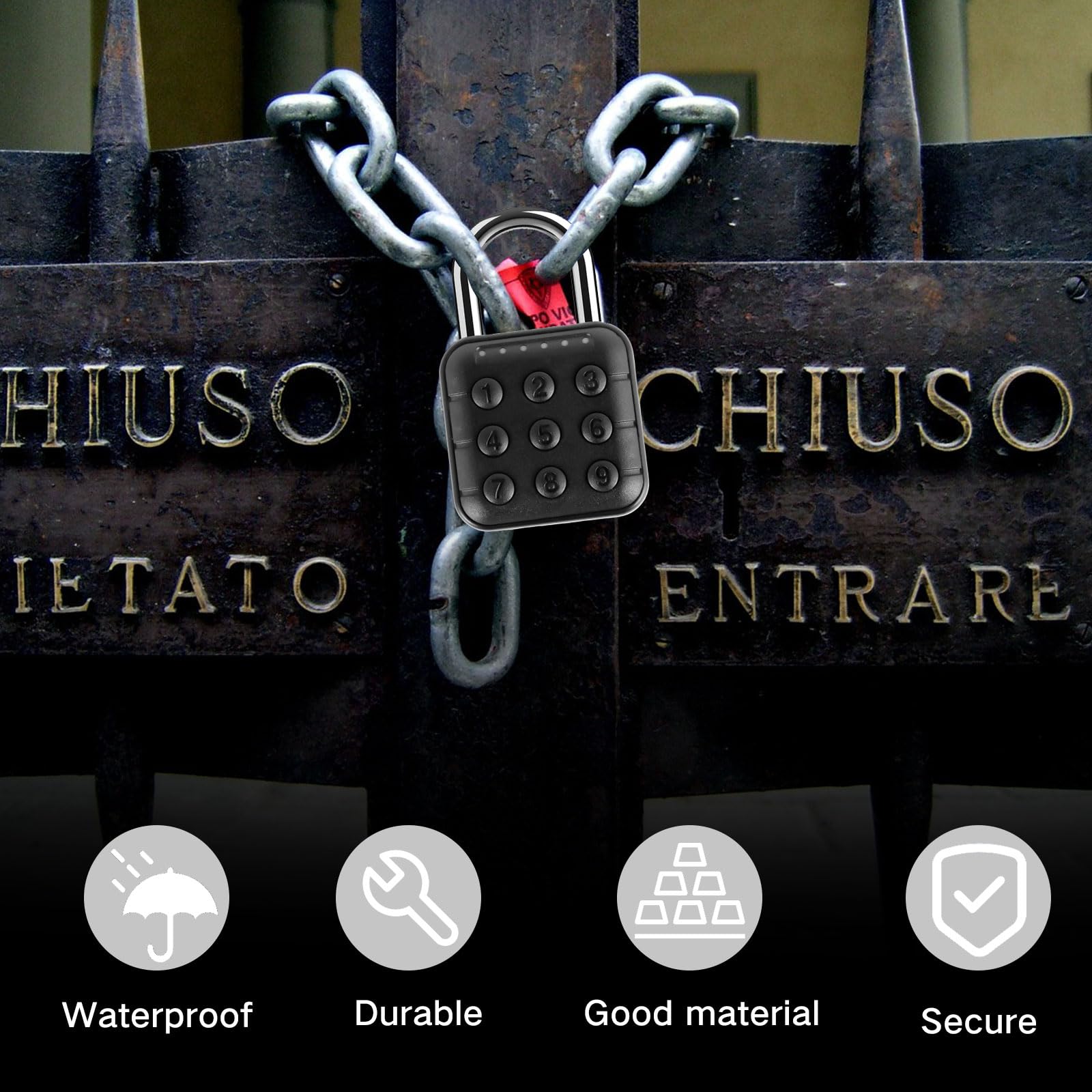 Cerradura de combinación, cerradura de contraseña de 6 dígitos, código de aleación de aluminio, candado digital, candado de seguridad con botón, candado de combinación para armarios de gimnasio y