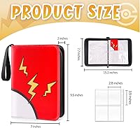 Vista 2 de Carpeta de tarjetas con 4 bolsillos, 400 bolsillos con 50 fundas extraíbles, soporte para álbum con cremallera para coleccionista de tarjetas