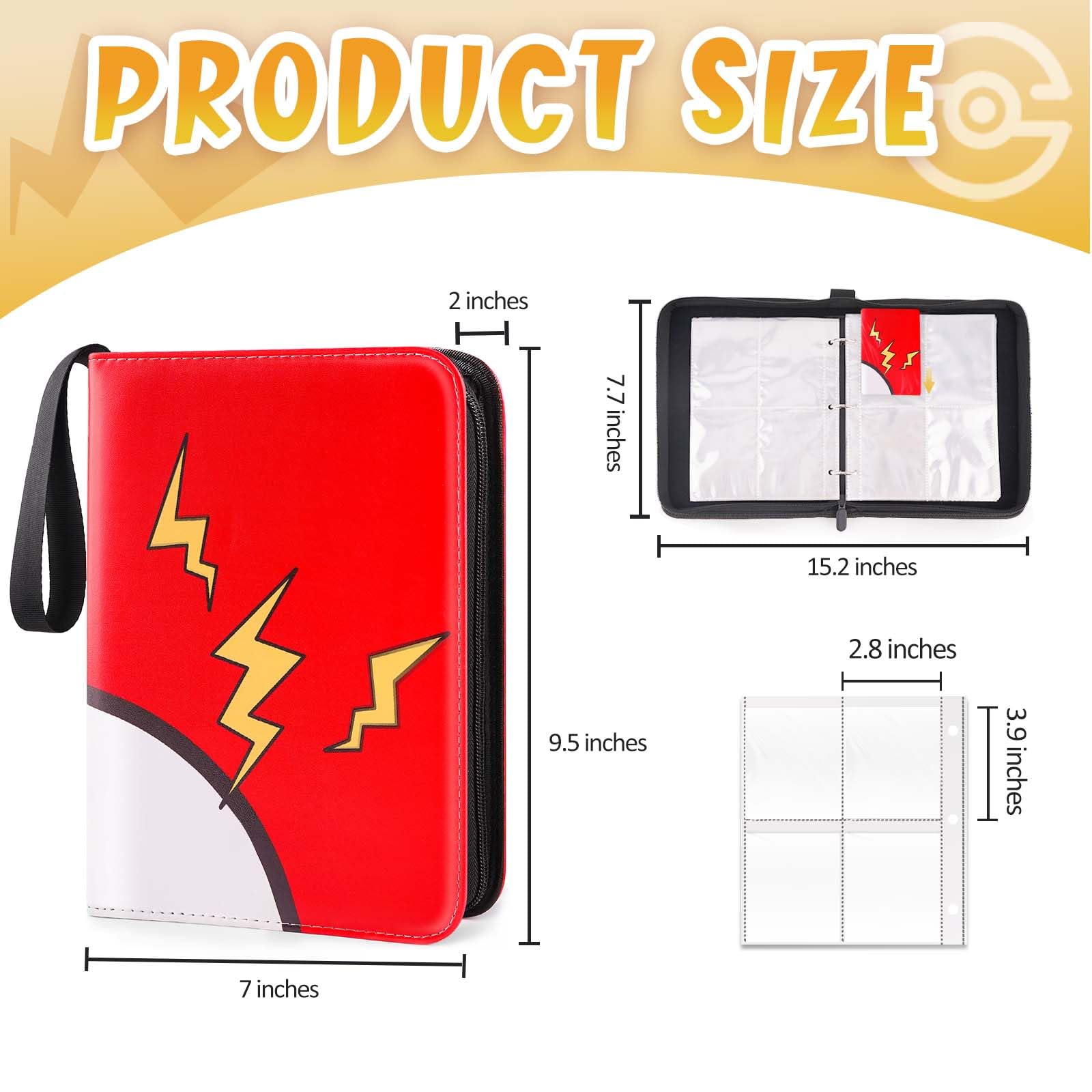 Amazon.com: GOROMA Card Binder 4-Pockets, 400 Pockets Card Holder with 50  Removable Sleeves, Trading Card Collector Zipper Album Holder, Red : Toys &  Games