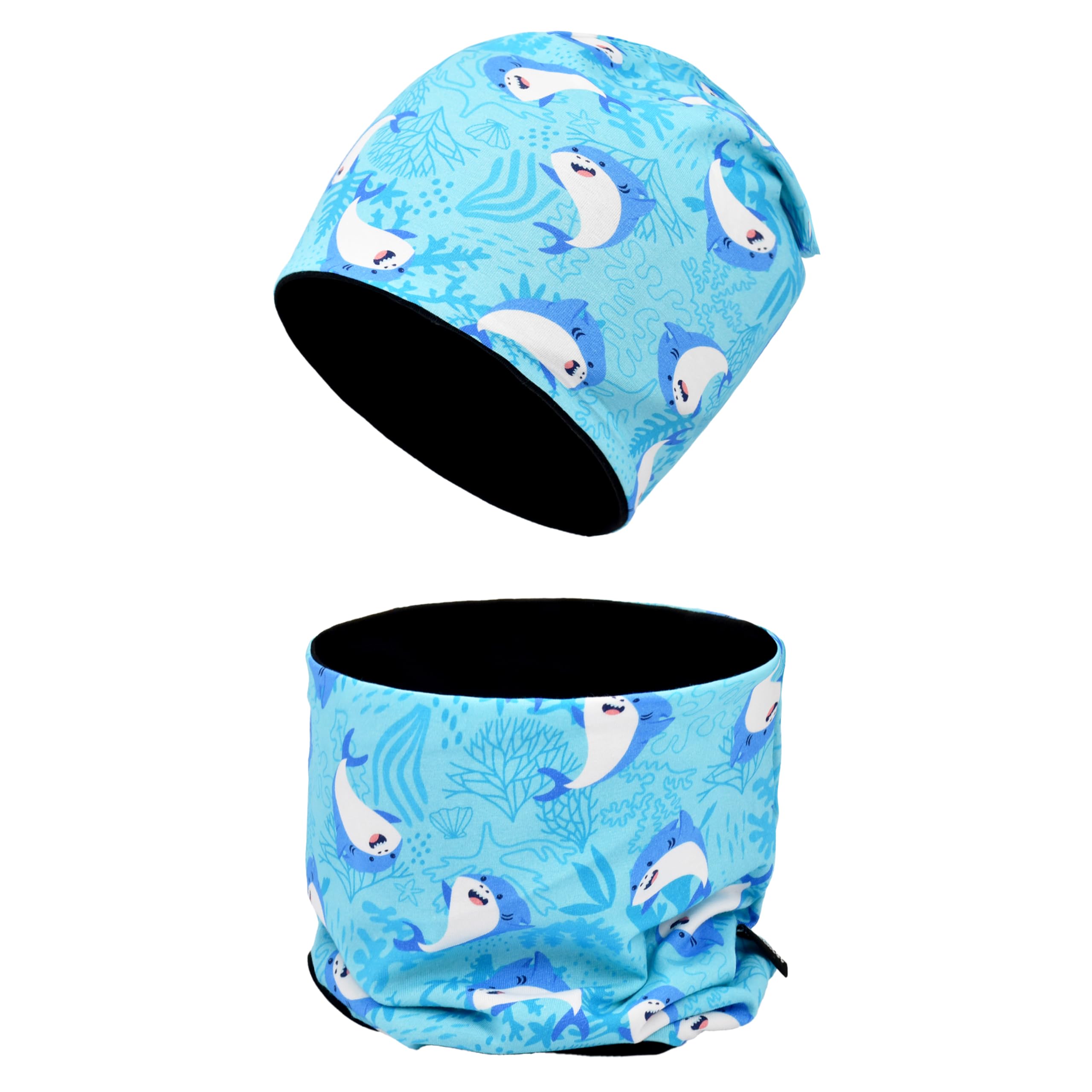 MAKFORT Dziecięca czapka beanie, szalik, szal kominowy, zestaw z bawełny, szal dla chłopców i dziewczynek, na jesień, wiosnę, zimę