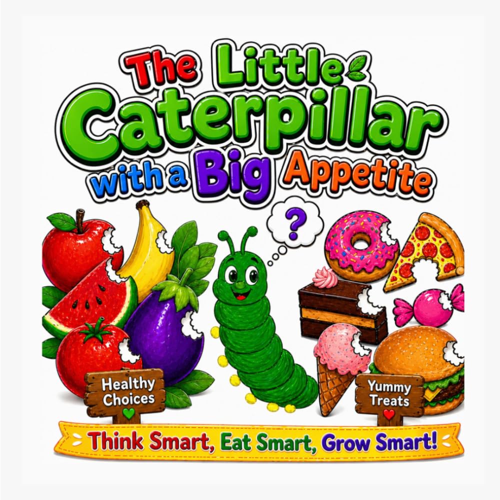 The Little Caterpillar with a Big Appetite: An A–Z Food Learning Adventure for Kids with Counting Fun, Healthy Eating Habits, Full-Page Illustrations, and a Magical Butterfly Transformation