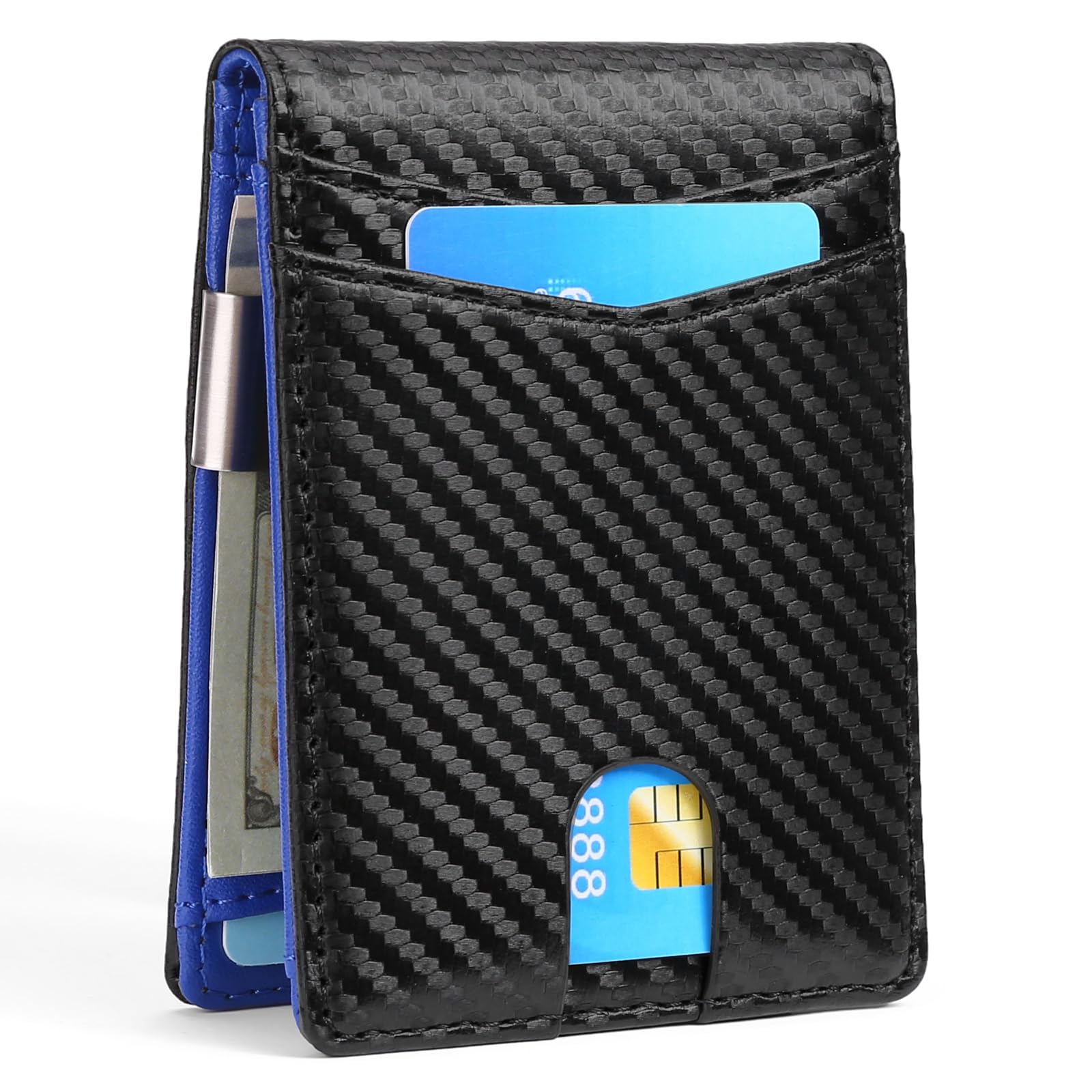 LOUEBICA Slim Wallet for Men Bifold RFID Blocking Front Pockets Wallet Credit Card Holder Minimalist Leather Money Clip Mens Wallet with 12 card Slots