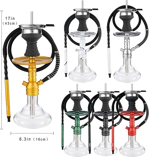 Miniatura 2 de Juego de cachimba con patrón de fibra de carbono con accesorios de silicona manguera cuenco, pinzas de boca, cachimbas de aluminio pequeñas, juego