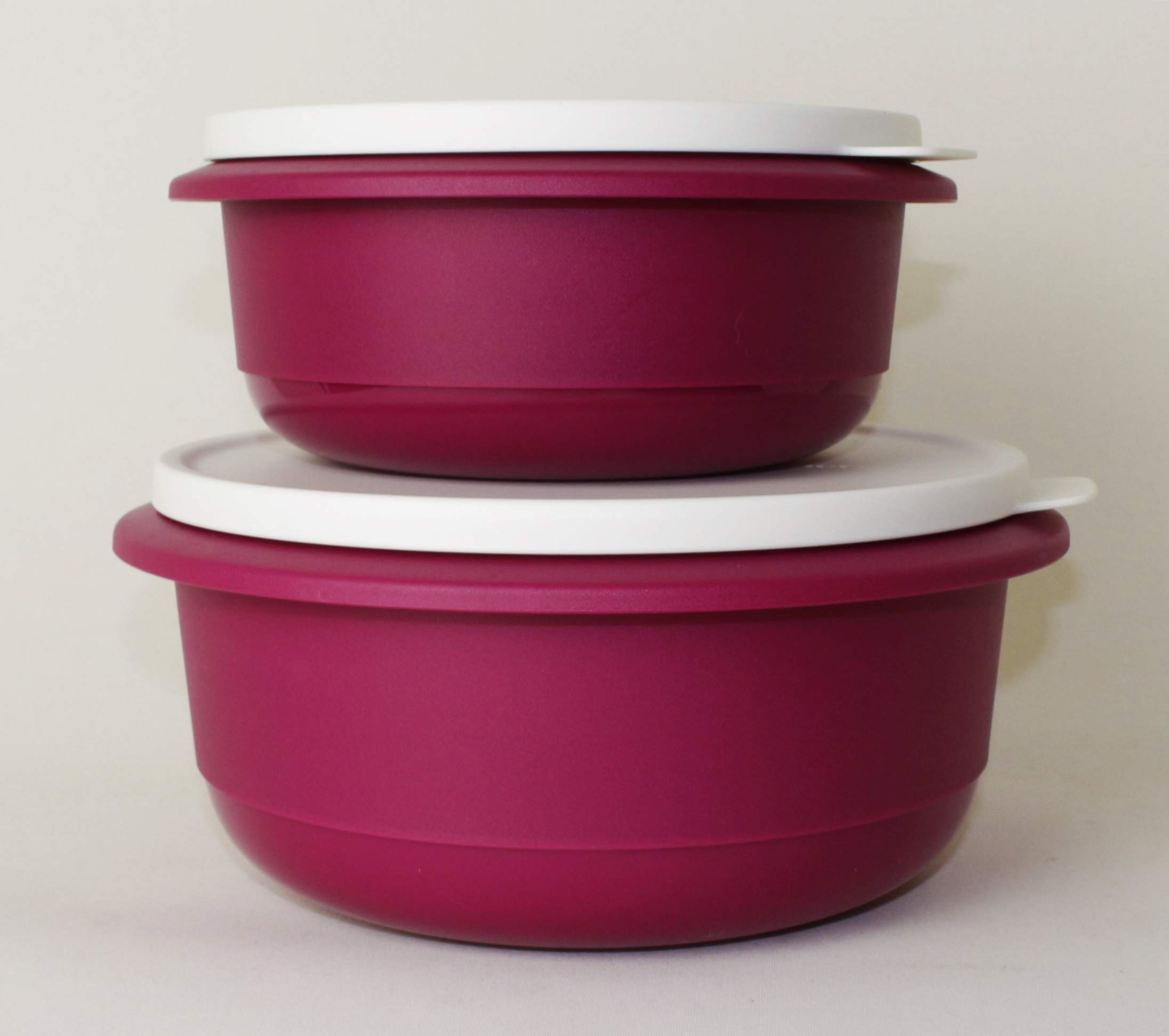 TUPPERWARE Peng Schüssel 2,0L + 1,0L in Brombeere Weiß Rührschüssel, Servierschüssel + Teetasse