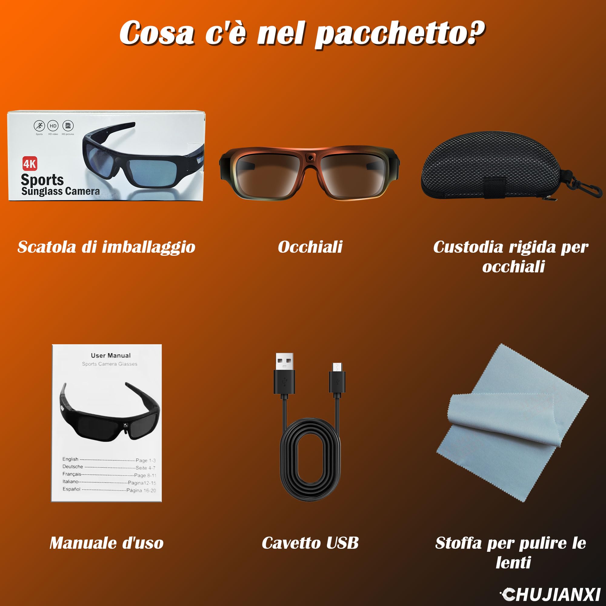Lentes con Cámara 4K, Gafas Inteligentes para hombres y mujeres | 2026 Nueva Generación Gafas de Sol con Protección UV400 y Vídeo para Actividades al Aire Libre