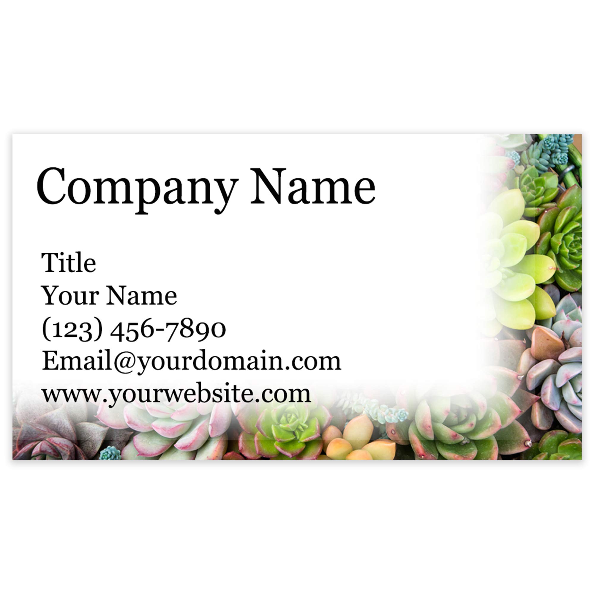 Personalized Floral Design Business Cards 3.5" x 2" - Recycled or Matte Card Stock - 100% Made in the U.S.A. - Over 20 Floral Designs! (Succulent