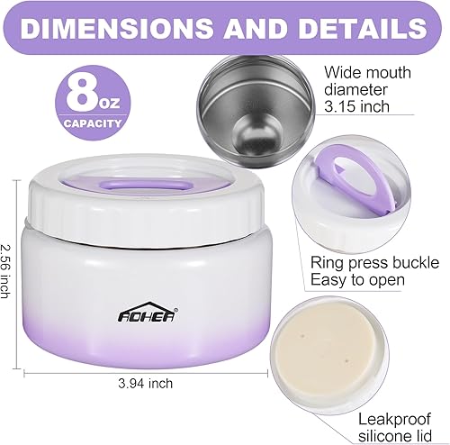 Miniatura 2 de Termo de comida caliente para niños, tarro aislado de 8 onzas para alimentos que mantiene el almuerzo calientefrío durante horas, termo de sopa a