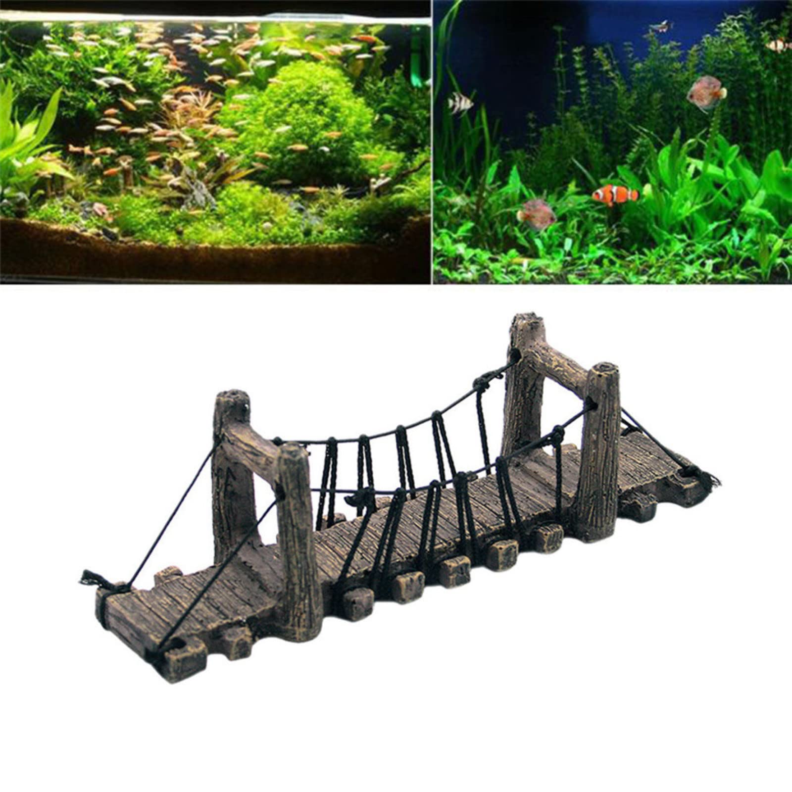 Decoración Del Acuario Adornos Acuario Decoracion Pecera Paisaje Bonsai Accesorios Fuente De Rocalla Pecera Decoración De Piscina Decoración De Jardín Puente De Cuerda De Resina, Pequeño 16 * 5 * 4 Cm
