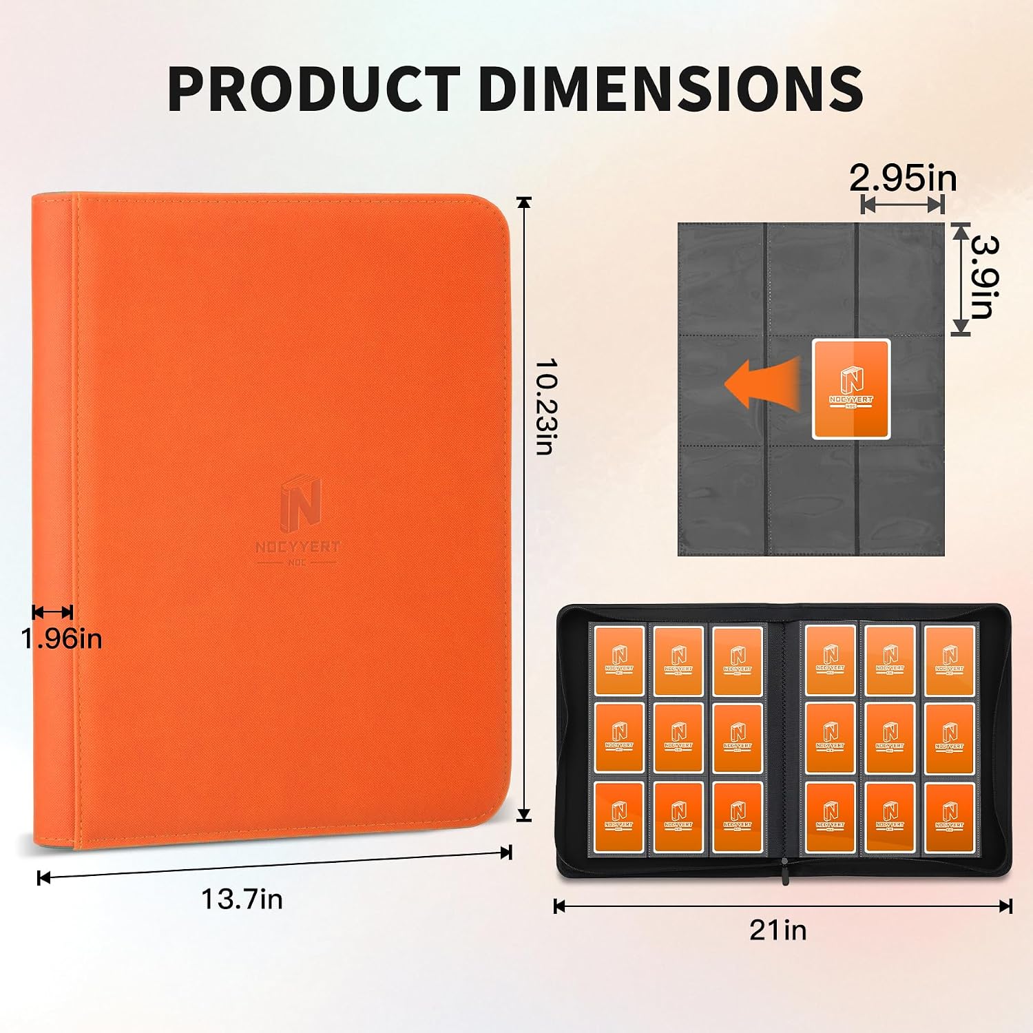 Card Binder,540 Cards Holder,Waterproof 30 Premium 9-Pocket Pages, Card Folder for MTG, TCG, Sports Cards,Toys Gifts for Boys Girls(Orange) image 2