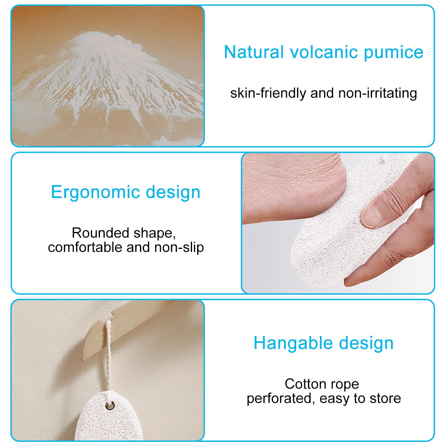2 Pezzi Pietra Pomice Naturale per Piedi e Mani, Lava Pedicure Tools Rimozione Del Callo Della Pelle Dura, Pietra per Pedicure(2 Dimensioni)