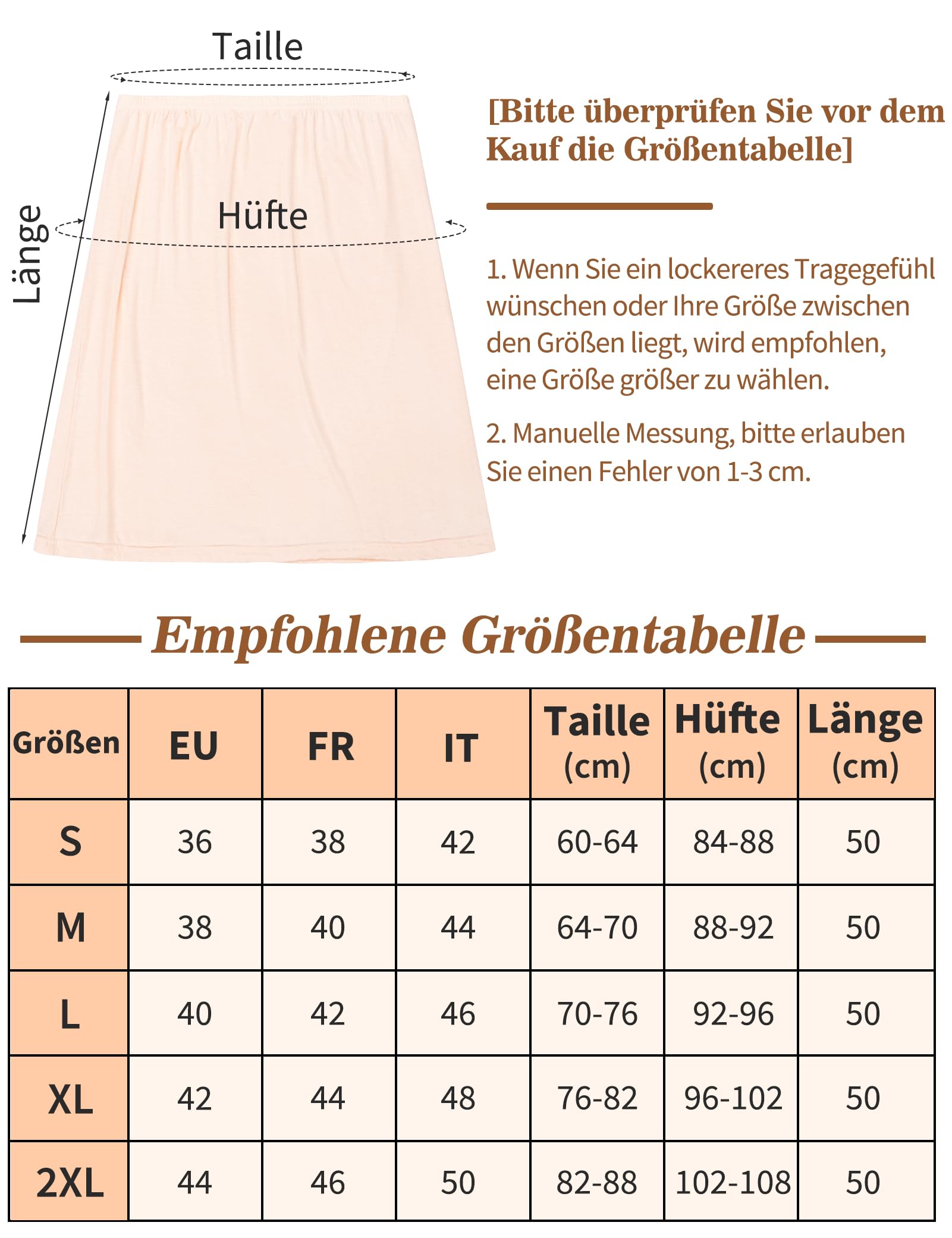 MELLIEX Unterrock Damen, 50cm Halbrock Ployster Weich Unterröcke Antistatisch Petticoat Unsichtbar Kleid Underskirt