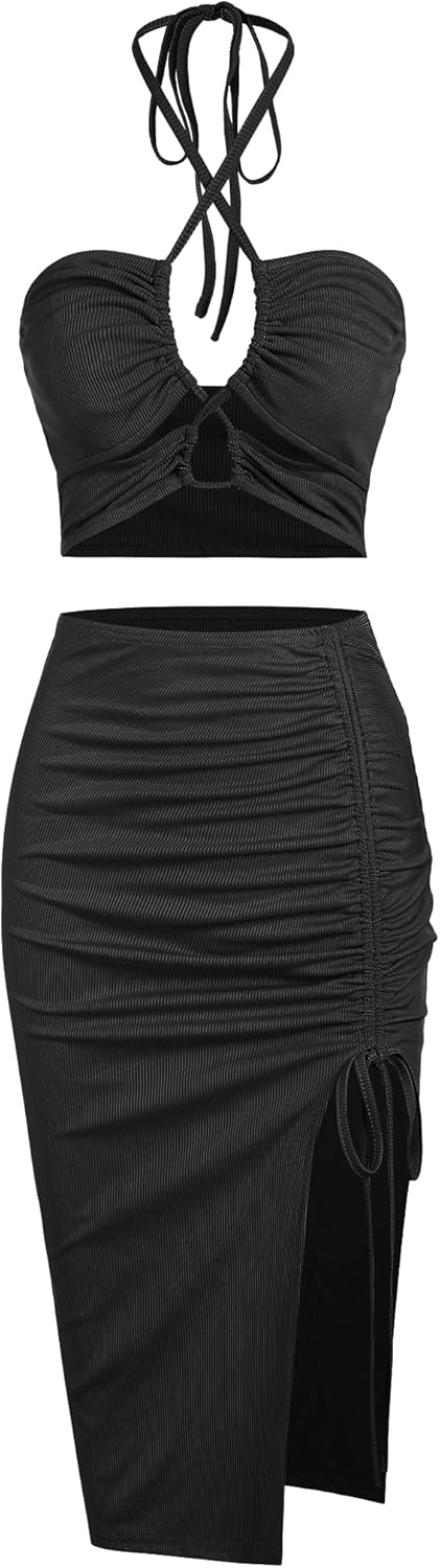 ZAFUL Women's Sleeveless Dress Sexy Midi Halter Dresses Criss Cross Cami Womens Casual Clothes for Party - Image 3