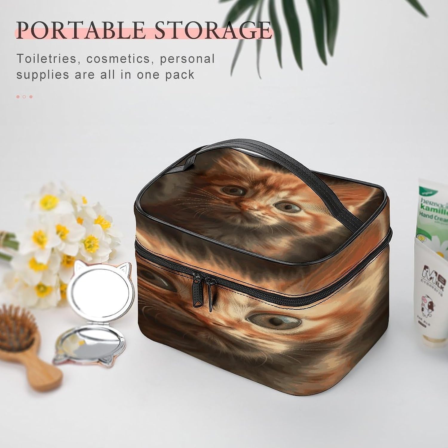 An Orange Cat Travel Makeup Bag Cosmetic Bag Toiletry Bags image 5