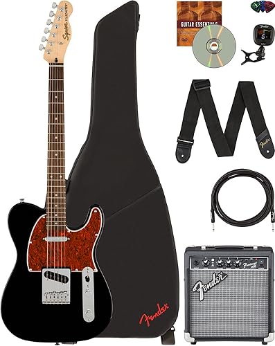 Paquete Fender Squier Affinity Telecaster con amplificador Frontman 10G, estuche, cable de instrumento, afinador, correa, púas y DVD instructivo