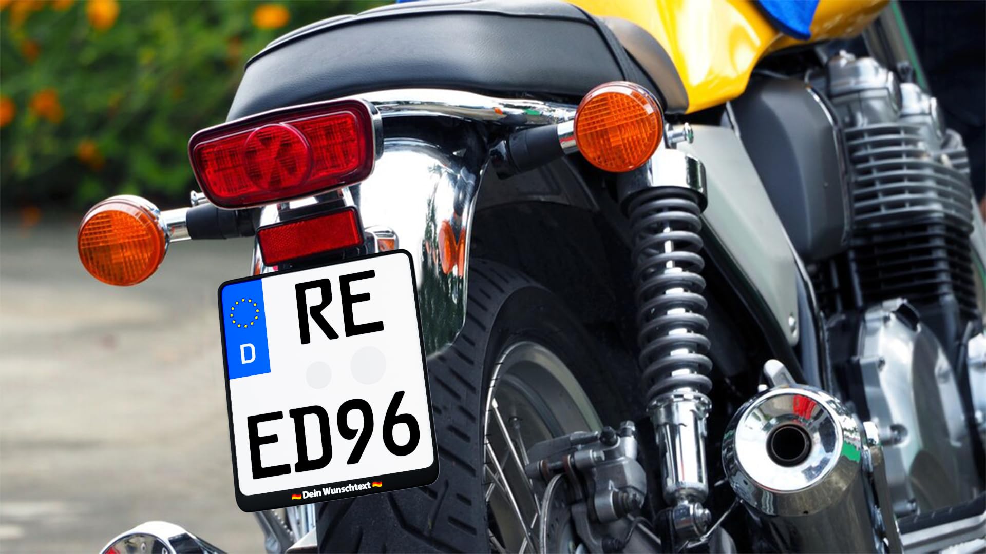 Bl4ckPrint Targa Moto Personalizzabile - Alluminio 180x200mm, Testo Desiderato, Anticorrosione