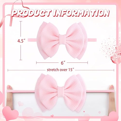 Miniatura 5 de YanJie Diademas de nailon de 6 pulgadas para San Valentín, con lazo de pelo de corazón, hechas a mano, para bebés, niñas, recién nacidos y bebés,