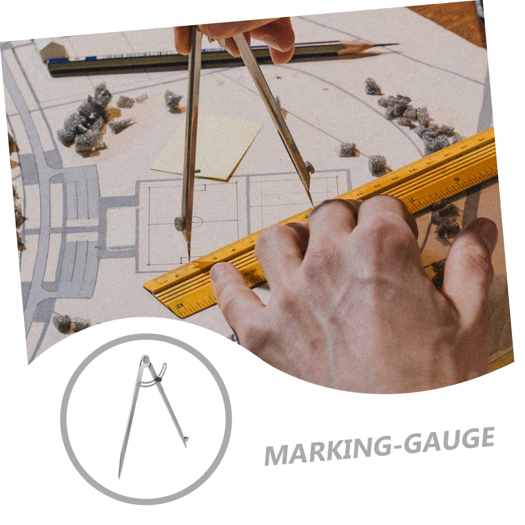 DOITOOL 5 Pièces Compas Multifonctionnel avec Porte Crayon pour Outil pour Écoles Artistes et Menuisiers