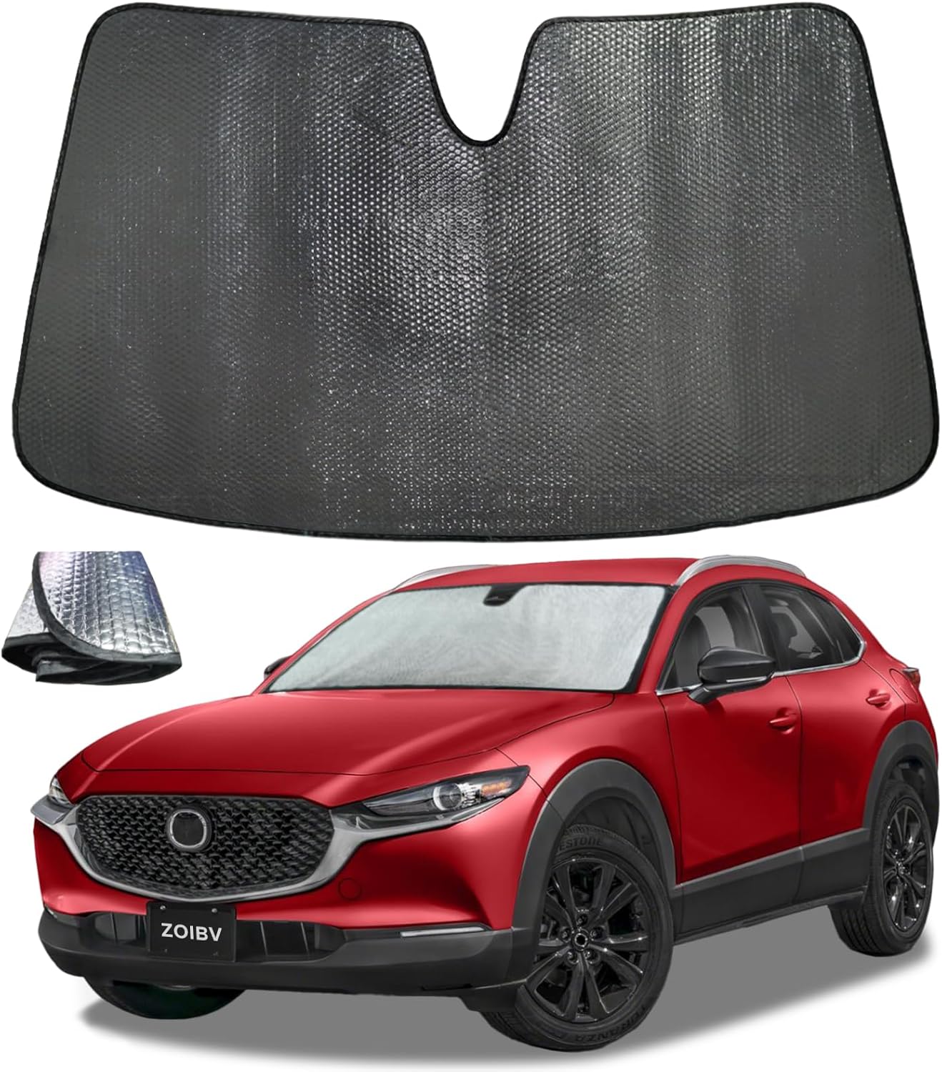 Windshield Sun Shade for Mazda CX-30 2019-2024 - 5-Layer Bubble Foldable Front Window Shade Sun Visor Accessories - Blocks Heat & UV Rays??