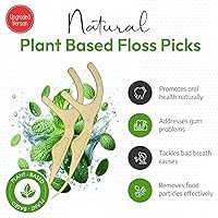 Vista 2 de Palillos de hilo dental, a base de plantas y ecológicos, sin roturas y sin hilo dental, 100 unidades, menta