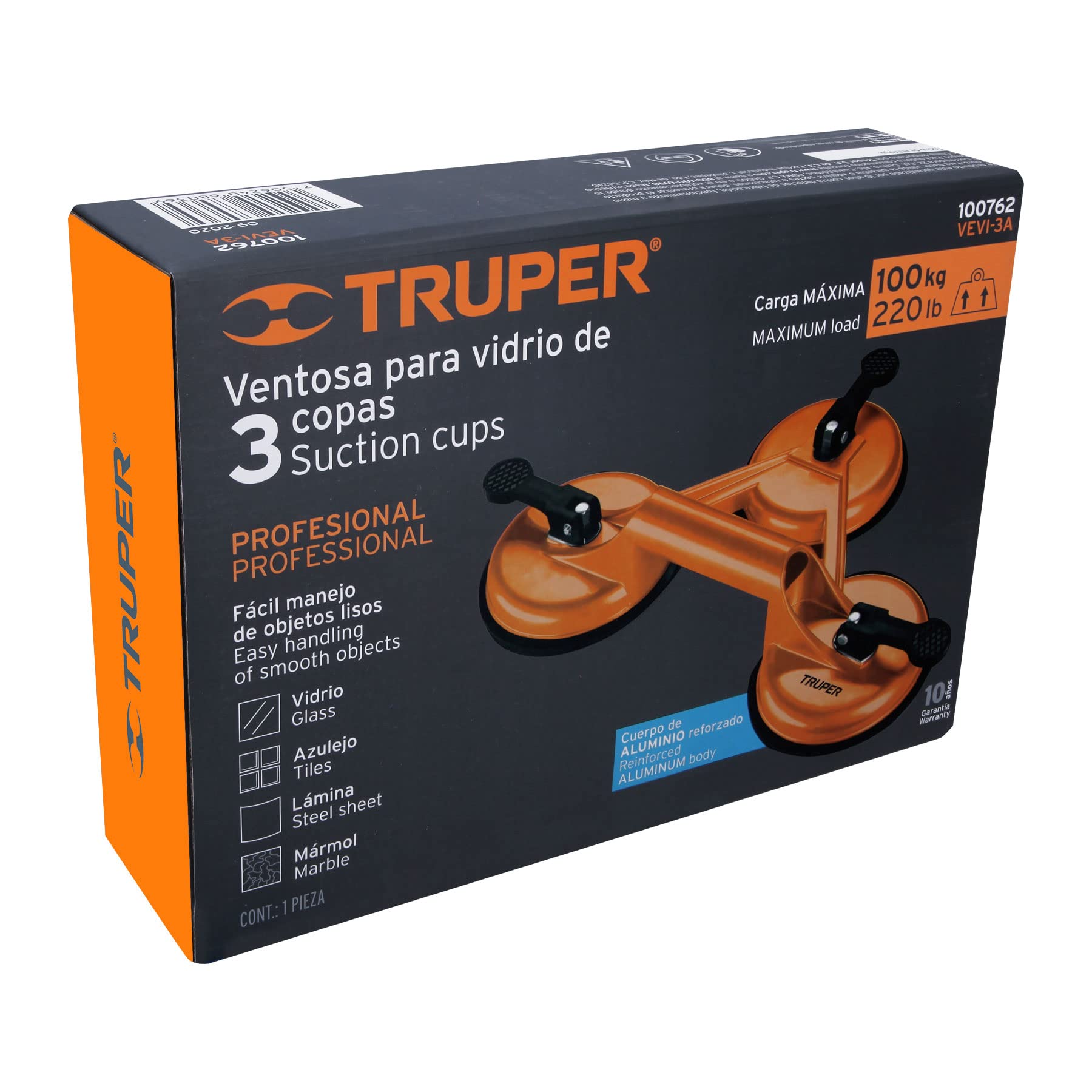 Truper VEVI-3A aluminiowa przyssawka do szkła, 3 filiżanki