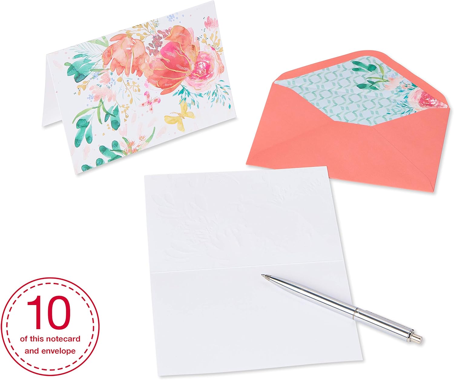 Papyrus Blank Cards with Envelopes, Watercolor Floral (10-Count)