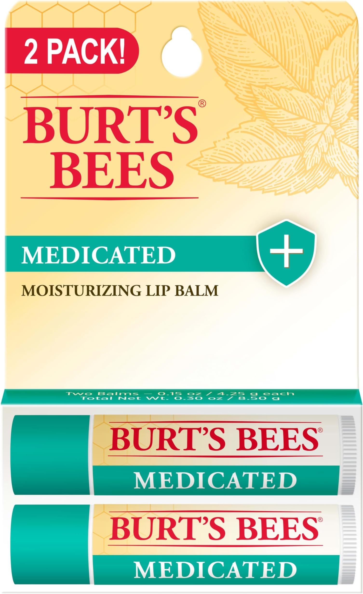 - Medicated Lip Balm, With Eucalyptus Oil and Menthol, Tint-Free, Natural Origin Lip Care, 2 Tubes, 0.15 oz.