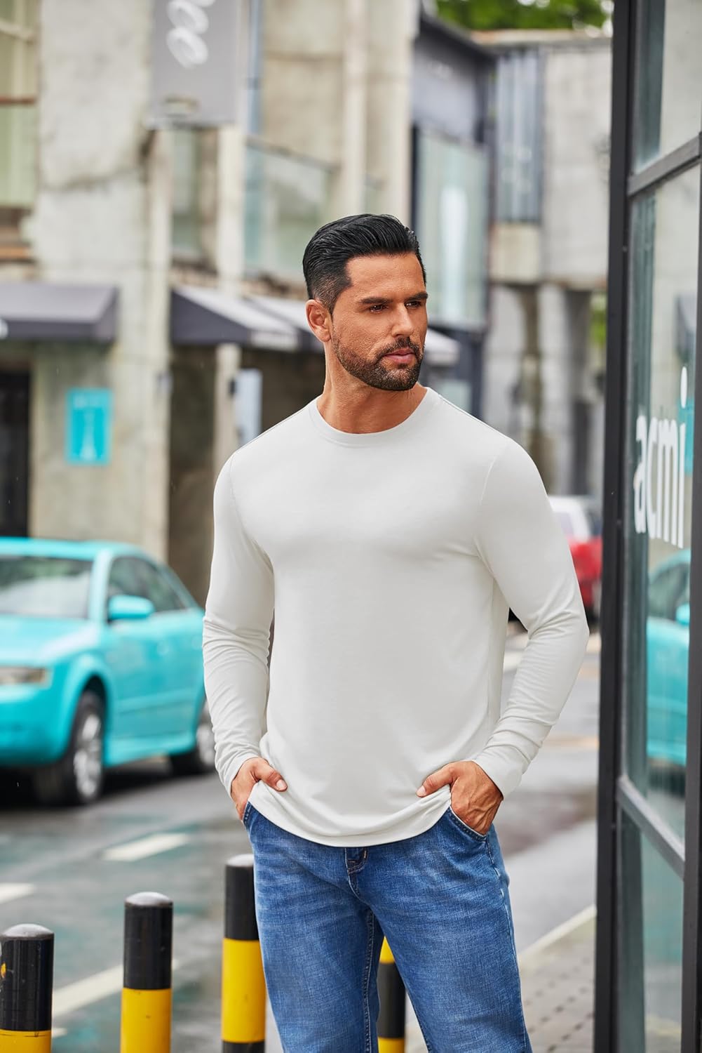 COOFANDY Men's Crew Neck T-Shirt Long Sleeve Casual Pullover Tees Soft Stretch Basic Tee Shirts - Image 6