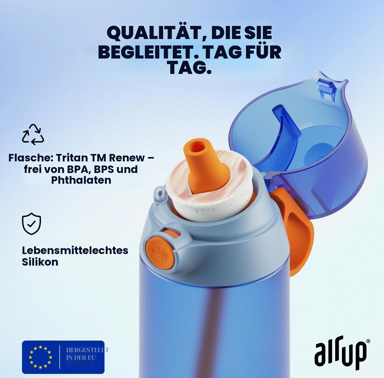 Air up® Wasserflasche (620ml) Click Original Starter-Set mit Kapseln in 5 Geschmacksrichtungen | zuckerfreie Aromatisierung | spülmaschinenfest, BPA-frei (Delfin Blau)
