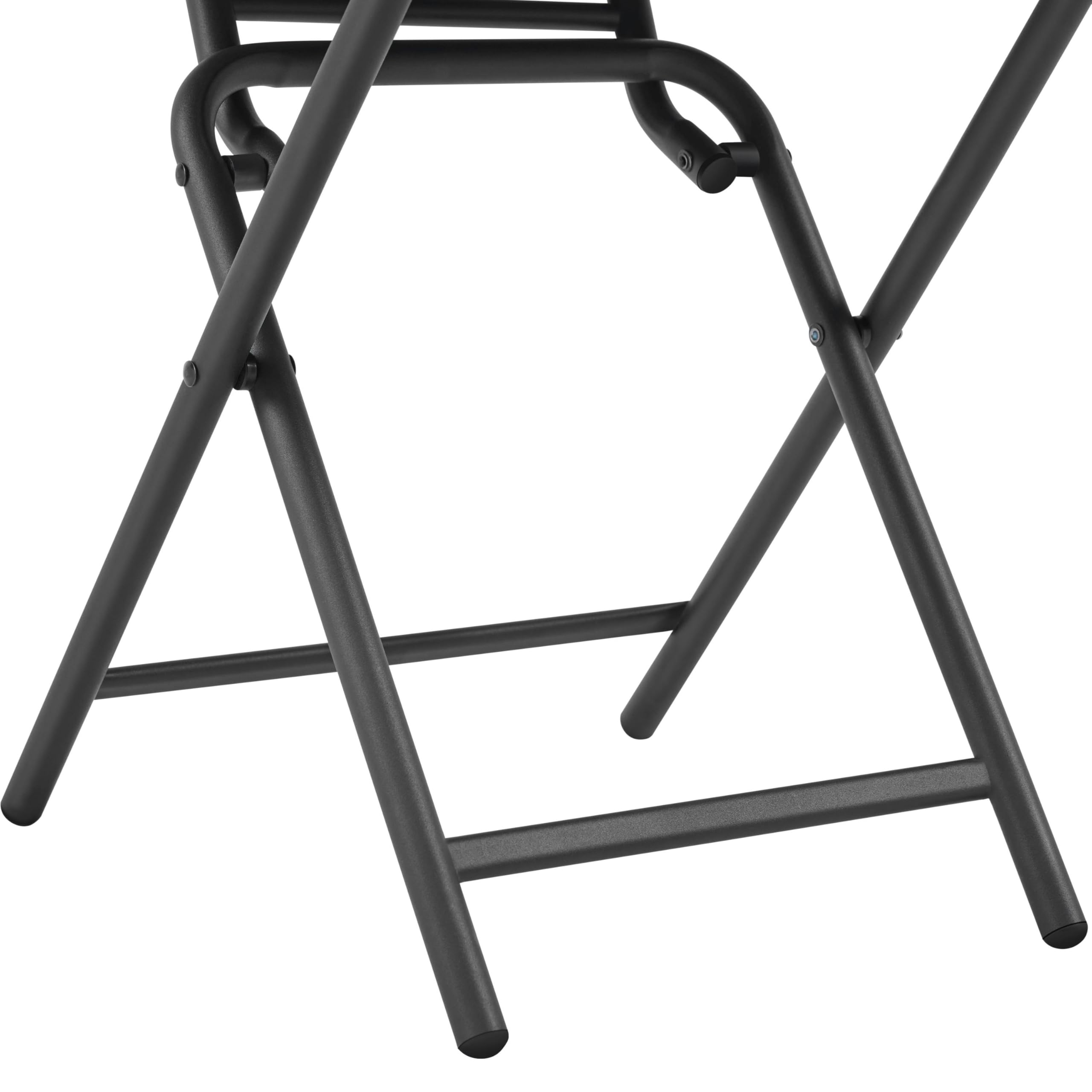 Yaheetech Tavolino Rotondo Pieghevole Dia.46 cm in Vetro e Metallo Resistente alle Intemperie Nero