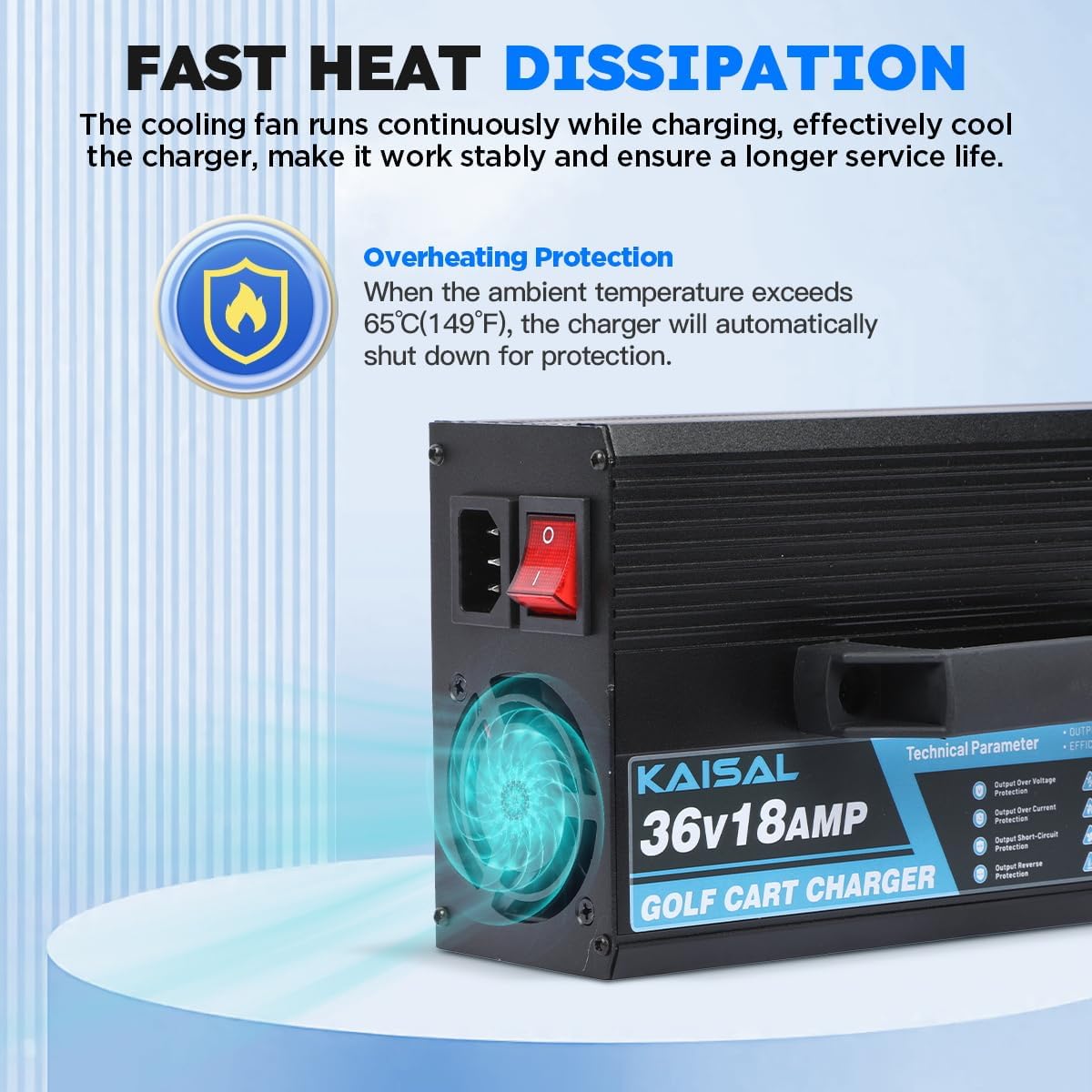 36 Volt 18A Golf Cart Battery Charger for EZGO Marathon Golf Carts 36V Golf Cart Charger with Anderson SB-50 Plug, Trickle Charge EZ GO Charger, 5-7 Hours Full Charge,16FT Cord for Lead Acid Battery - Image 7