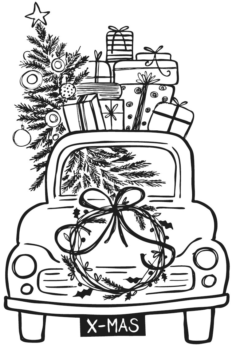 Rayher Assorted Colours 29140000 Stamp "Driving Home For Christmas" Small