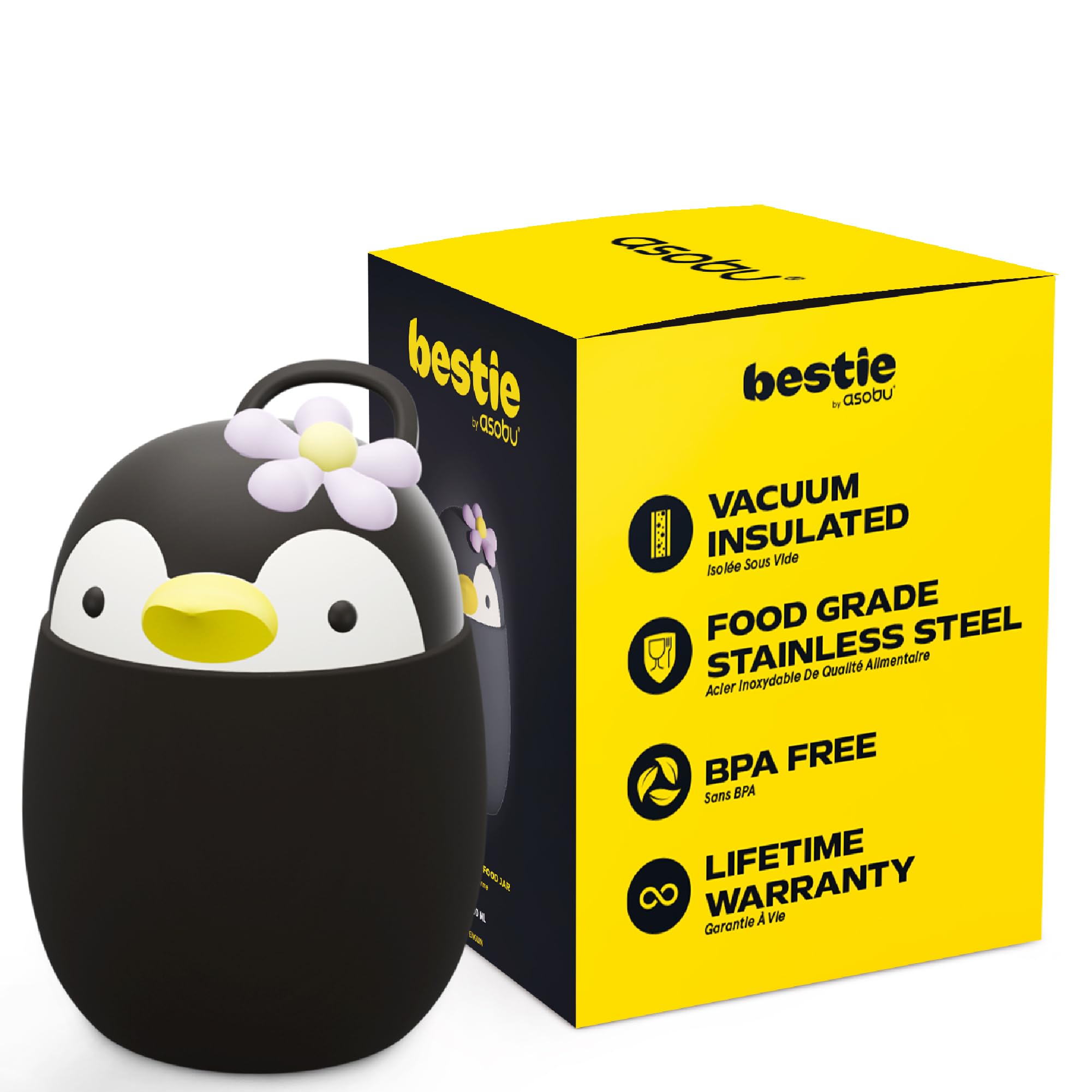 Bestie Foodie - Barattolo isolato per bambini, in acciaio inox senza BPA, a prova di perdite e sigillato all'aspirapolvere, mantiene il cibo caldo o freddo