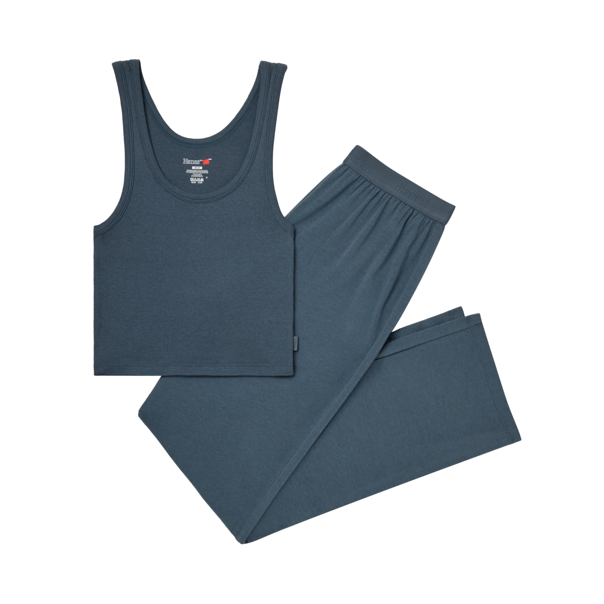 Hanes Originals Supersoft Crop Tank & Lounge Pants Set, Comfywear Loungewear Set Conjunto de Pijama Mujer (Pack de 2)