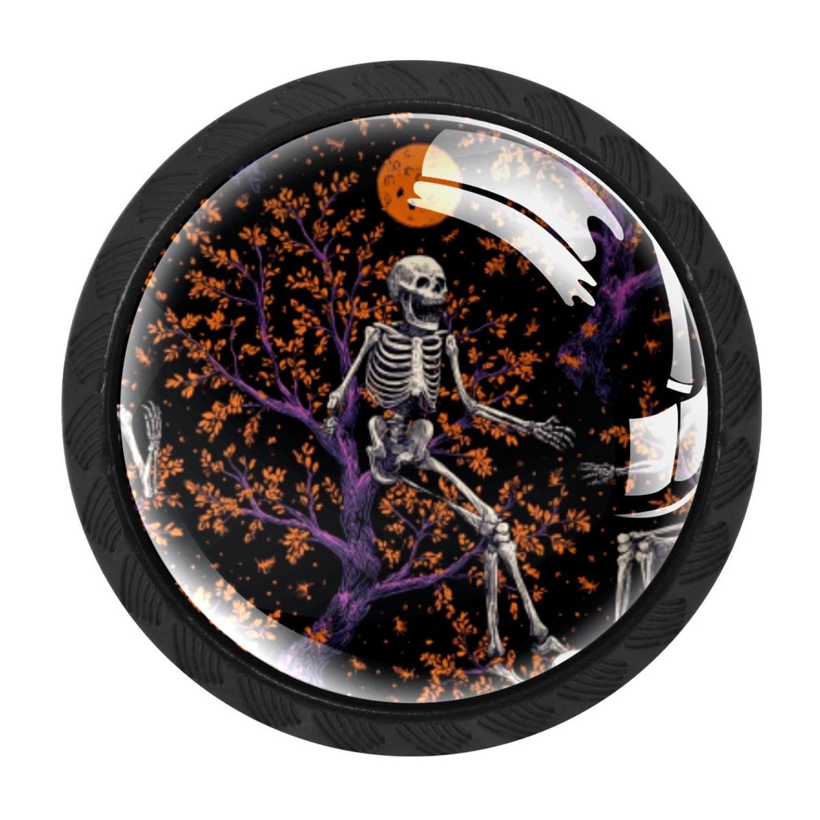 CHENZZZZ 4 Pack Halloween Skeleton Pattern (2) Drawer Knob Cabinet Hardware
