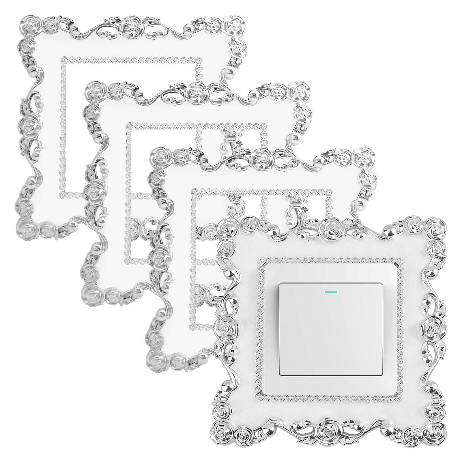 Light Switch Cover Plates, 4 Pcs White Light Switch Surround,86mm Light-Switch Cover Suitable for Living Rooms, Offices, and Domestic Settings (White)