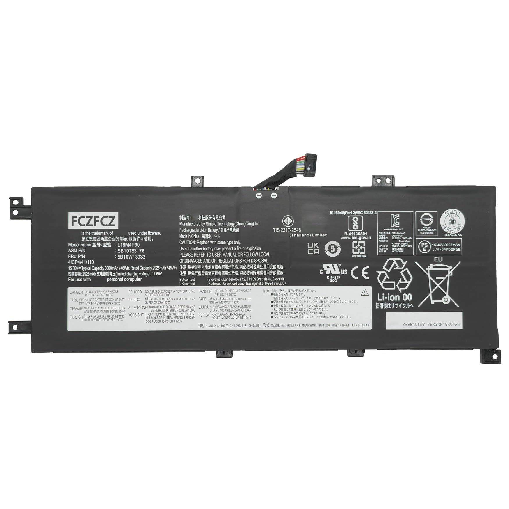 Amazon.com: FCZFCZ L18M4P90 Battery 46Wh Replacement for Lenovo