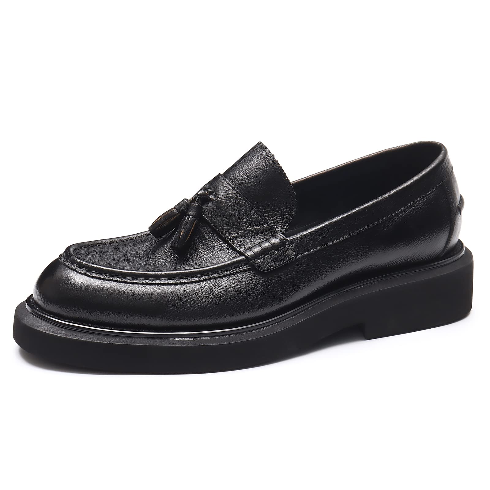 Loafers Cómodos Plataforma para Hombres Mocasines Casuales Negocios Zapatos Slip On en Cuero