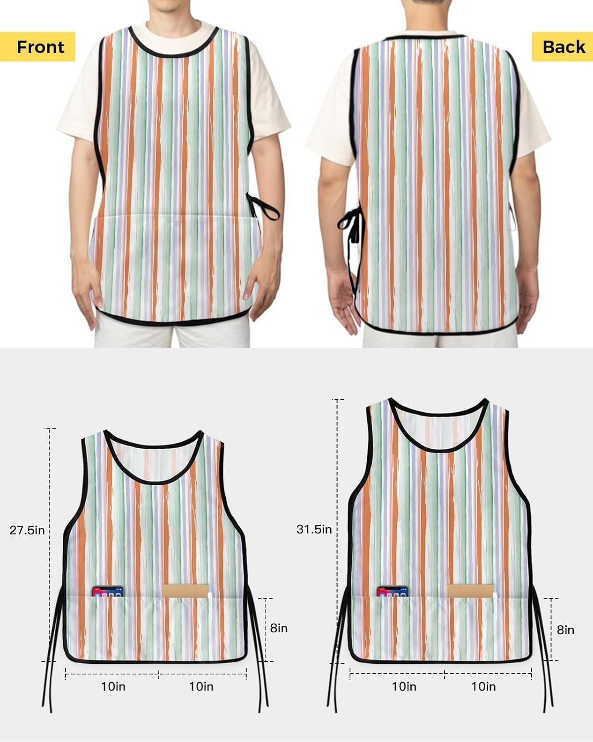 Thanksgiving Cobbler Aprons with 2 Pockets for Women Men, Fall Pumpkins Sunflower Autumn Holiday White
