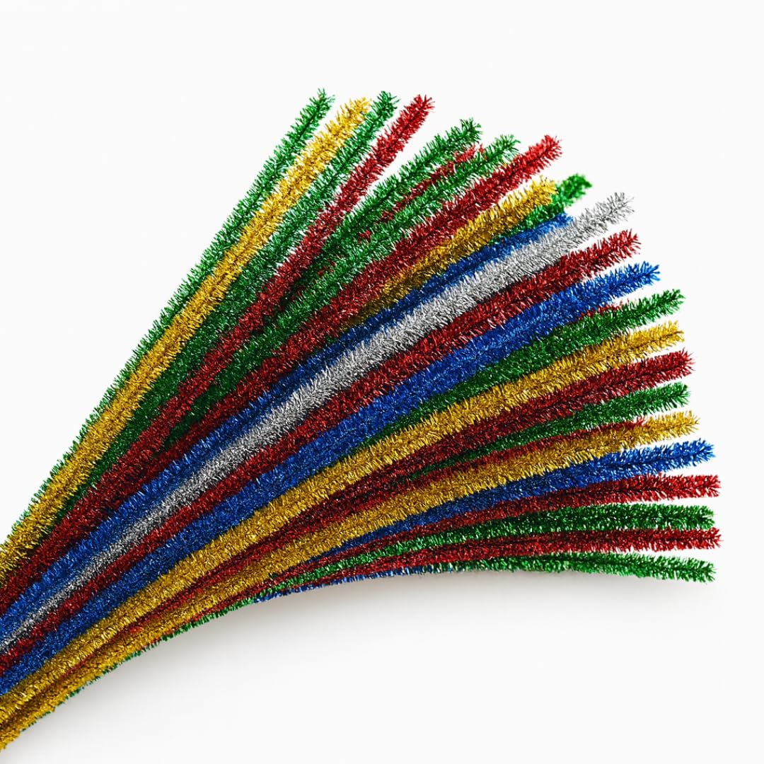 Springboard Glitter Pipe Cleaners 30cm (250 Pack), Sparkly Coloured Craft Stems for Kids DIY Decorations, EYFS Art & Seasonal Projects