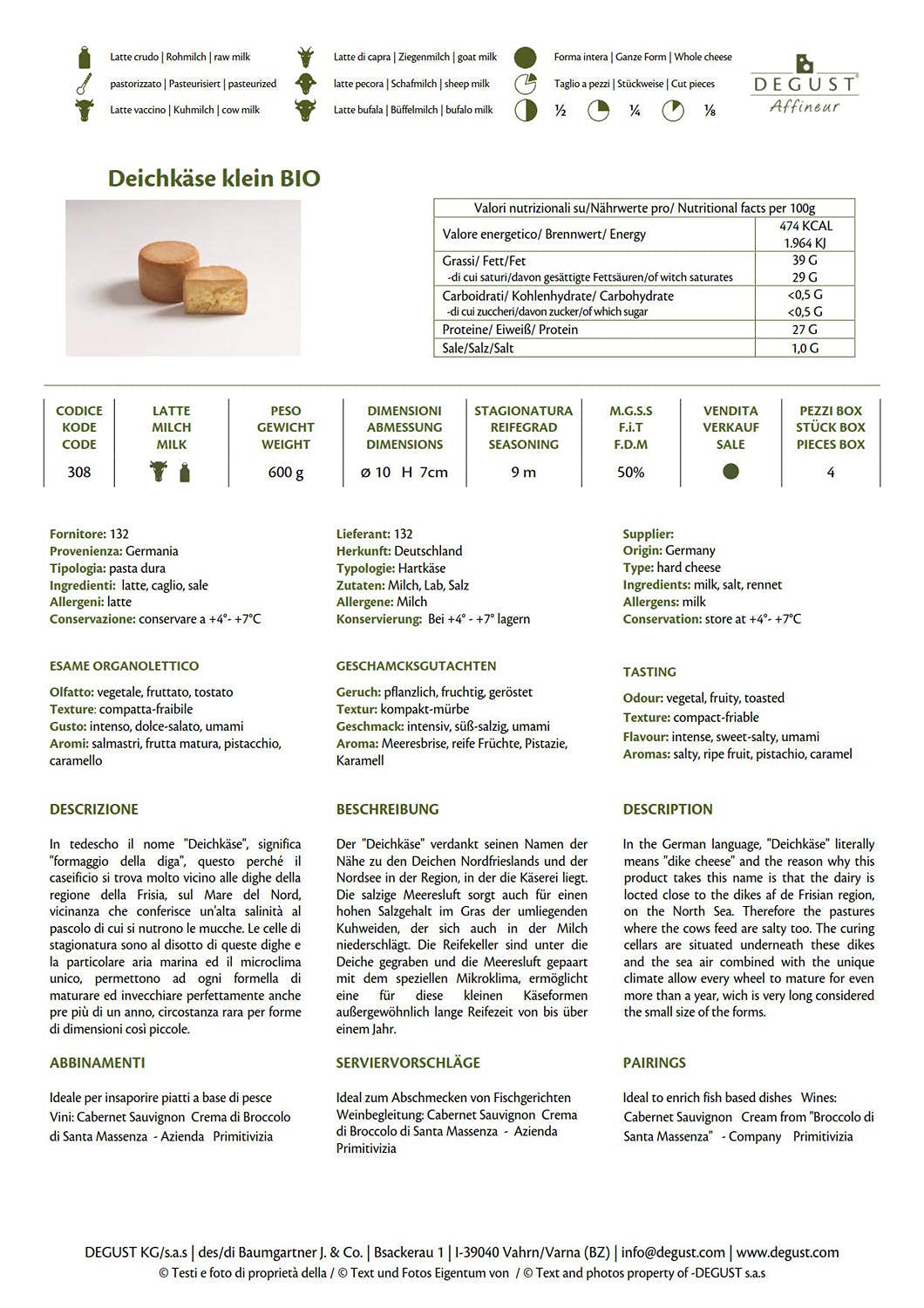 Deichkäse Gold Backensholz ca. 600 gr.