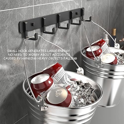 Miniatura 5 de LUYU Perchero de pared elegante diseño de aluminio negro con 5 ganchos para abrigos, sombreros, toallas y más. Perfecto para vestíbulos, baños y