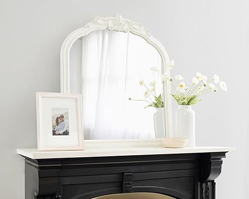 Miniatura 3 de Kate and Laurel Jenelle - Espejo de pared barroco tradicional arqueado, 28 x 30 pulgadas, blanco, espejo de arco vintage envejecido de inspiración