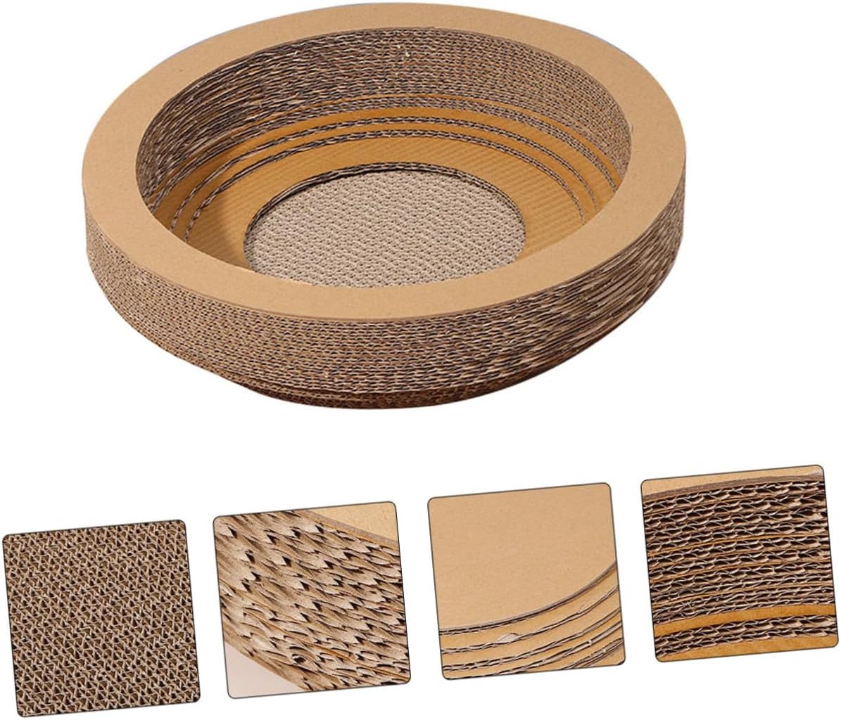 1Pc Creative Corrugated Cat Scratching Post Bowl Shaped Cat Scratch Board Thick Design for Cats Durable Light Brown Cat Scratching Supplies