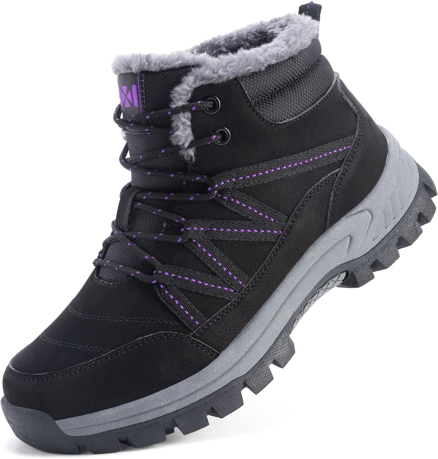 MAIZUN Women’s Snow Boots Warm Fur Lined Ankle Boots Lace-Up Anti-slip Cold-Resistant Comfor Winter Boots Outdoor Walking Shoes