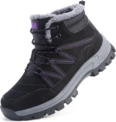 MAIZUN Womens Snow Boots Warm Fur Lined Ankle Boots Lace-Up Anti-slip Cold-Resistant Comfor Winter Boots Outdoor Walking Shoes
