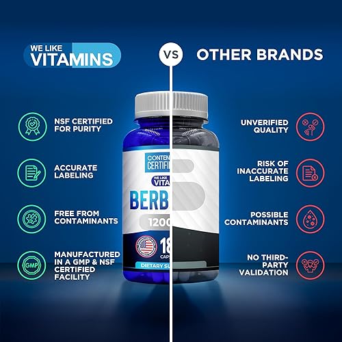 Miniatura 7 de Berberine 180 cápsulas vegetarianas 1200 mg por porción suplemento berberberina para apoyar la función inmune, cardiovascular y azúcar en la sangre