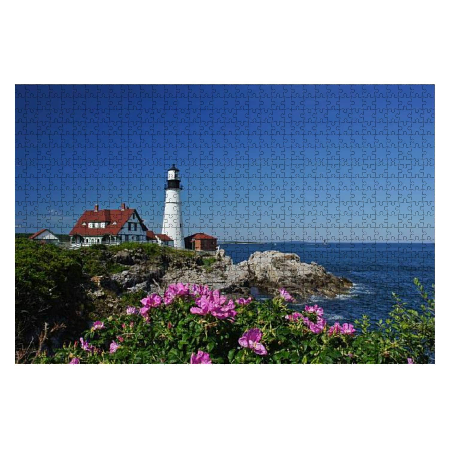 Puzzles 500 Piece Portland Head Light Lighthouse Maine - Relieving Games for Everyone-Perfectly for Home Decor